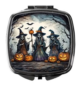 Witches Spooky Halloween Compact Mirror Decorative Travel Makeup Mirror for Women Girls Gifts Pocket Makeup Mirror Folding Handheld