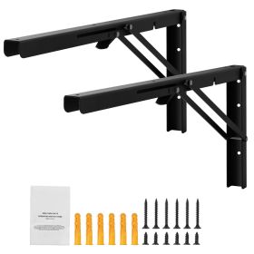 Shelf Bracket Foldable, 24' L 2 Pcs , Heavy Duty Floating Shelf Brackets, Brackets for Shelves, 5mm Thick Matte Black L Shelf Bracket