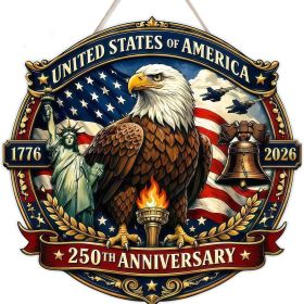 1 pc 250th anniversary of American independence, bald eagle commemorative wooden plaque, home porch decoration, wooden hanging board (Color: 29, size: 20*20*0.5cm)