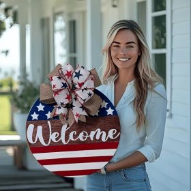 1PC Wooden tags for Independence Day, patriotic American homes, rural areas, wooden walls, door decorations, wooden crafts (Color: 123, size: 30*30*0.5cm)