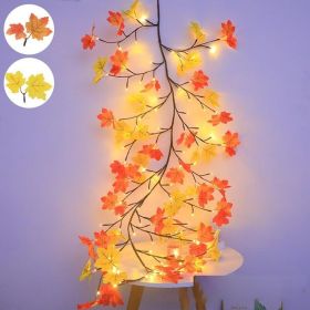 Fall Wall Decor Macrame Wall Hanging Shelf with Fall Lighted Garland (size: 48LED/4.2FT)