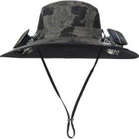 Solar Fan Hat Rechargeable 2Detachable Solar Fans,Water-Repellent Wide Brim Bucket Hat, Outdoor Camping Hiking Golf Sun Hat (Color: Armgreen)